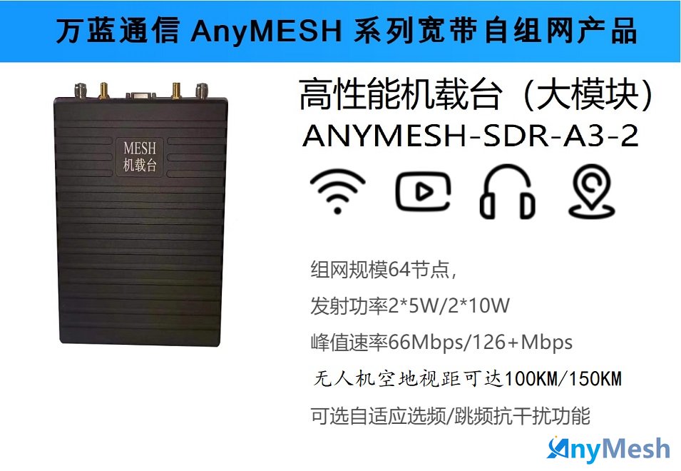 ANYMESH-SDR-A3-10W高端100公里级无人机航空自